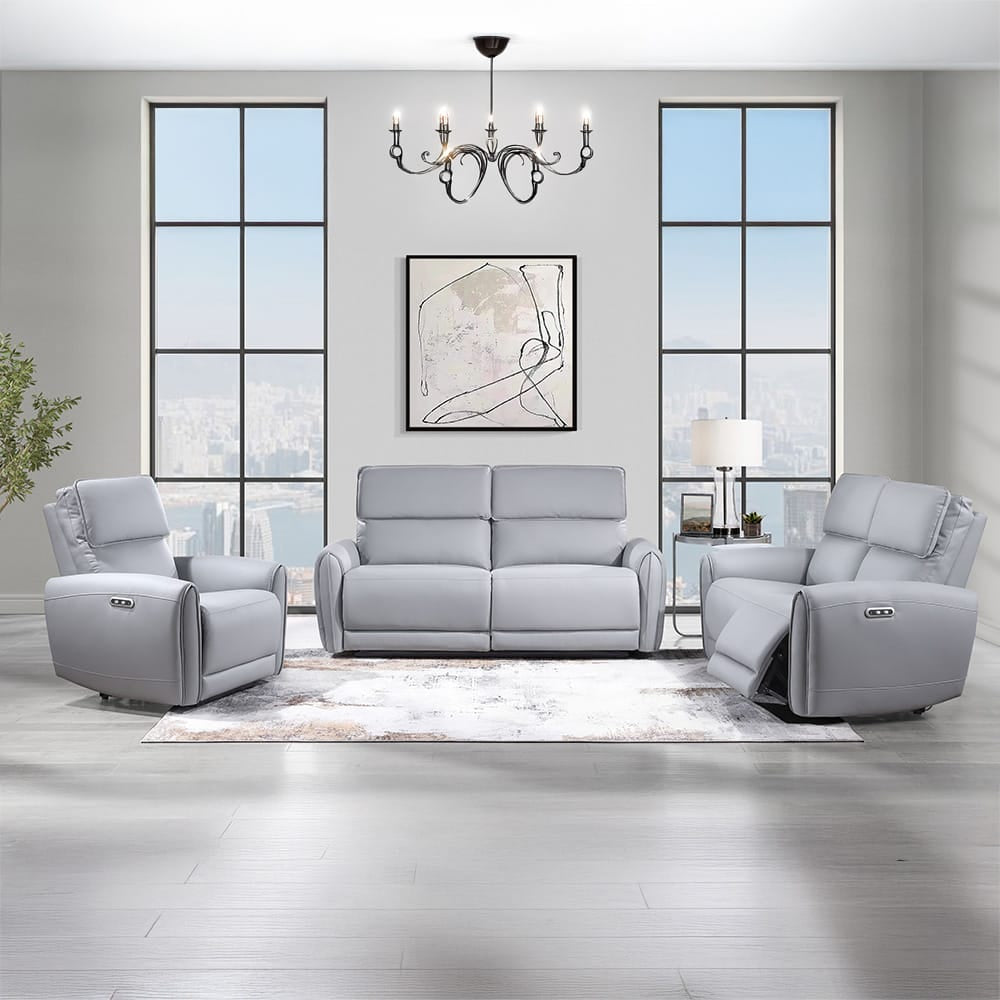 ACME Furniture - Jeromie - Power Motion Sofa w/USB Port - Gray Synthetic Leather - LV03335 view 8