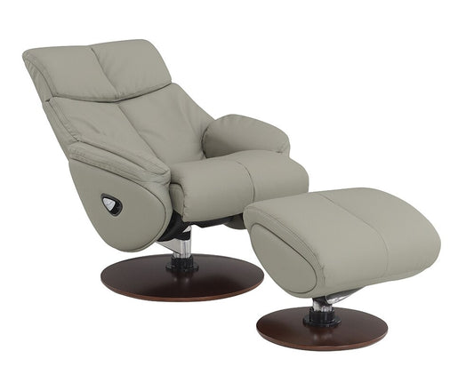 ACME Furniture - Kandoro Accent Chair w/Swivel & Ottoman - Gray Top Grain Leather Leather & Brown Base Finish - AC02991 veiw 4