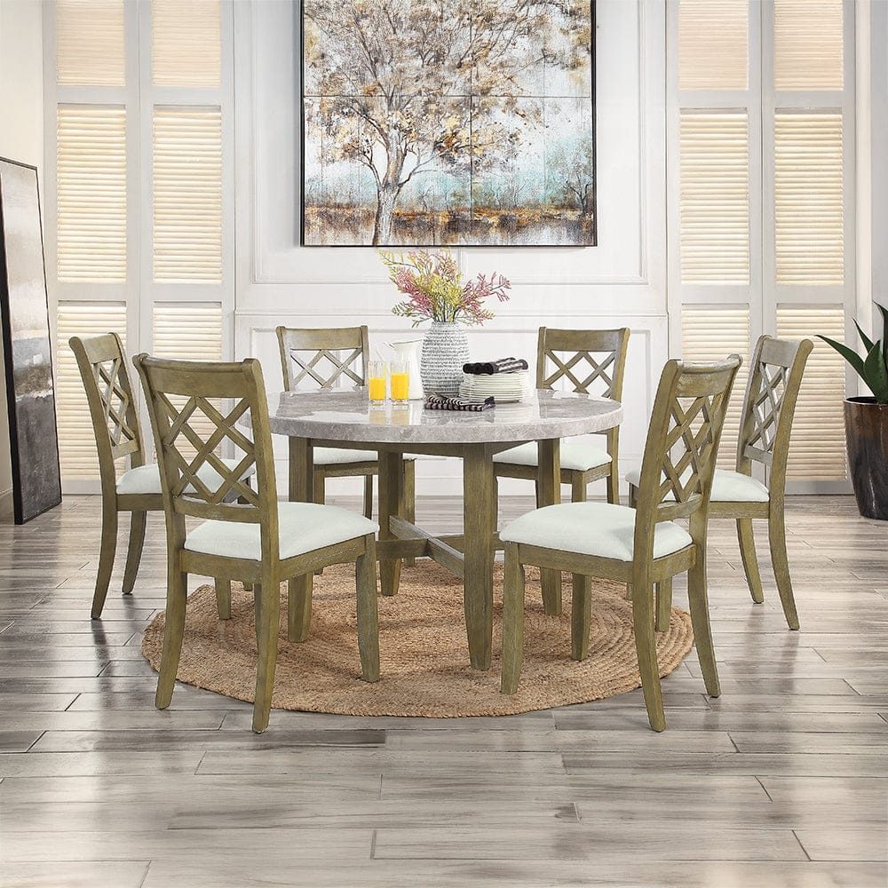 ACME Furniture - Karsen Side Chair (Set of 2) - Beige Linen & Rustic Oak - DN01450 view 8