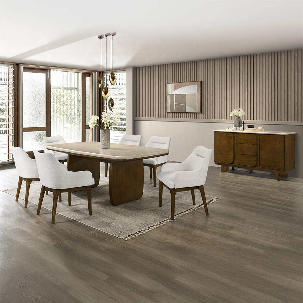 ACME Furniture - Kasha - Dining Table w/Natural Marble Top - Natural Marble & Vintage Oak - DN04665 view 6