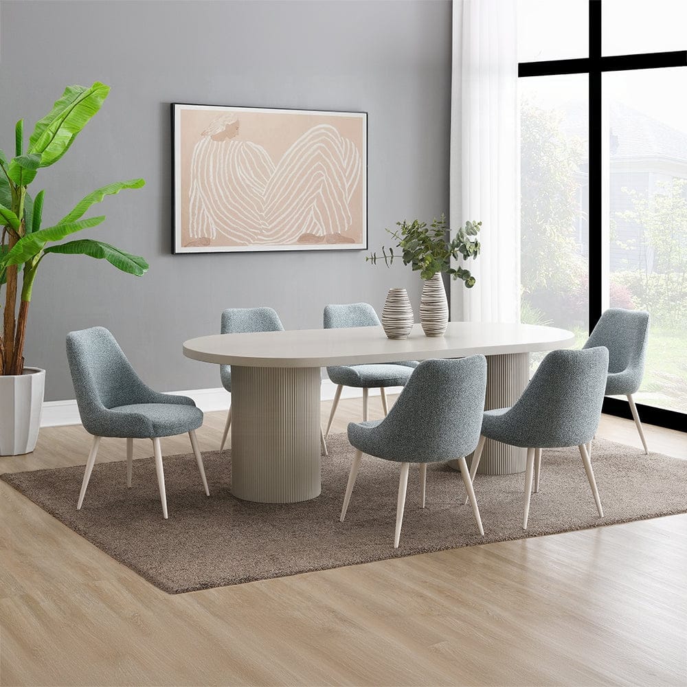 ACME Furniture - Laela Side Chair (Set of 2) - Light Blue Boucle & White Finish - DN03696 view 6