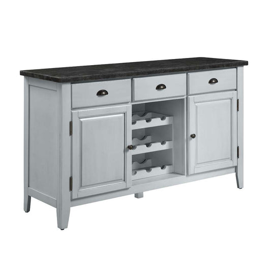 ACME Furniture - Lanton Server w/Marble Top - Natural Marble & Antique White - DN01453 veiw 2