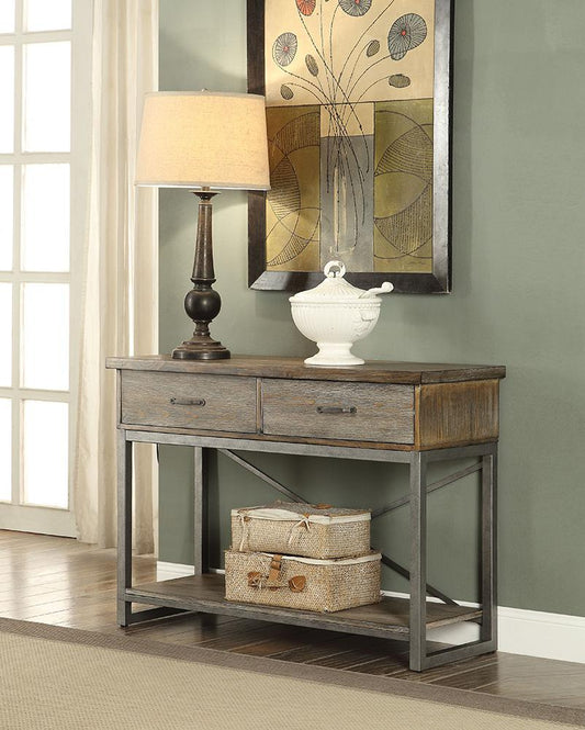 ACME Furniture - Lazarus Server - Weathered Oak & Antique Silver - 73113 view 2