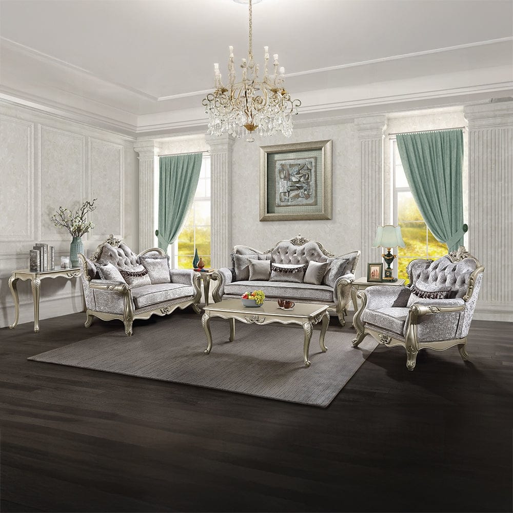 ACME Furniture - Libertee Chair w/Pillow - Beige Fabric & Champagne Finish - LV03822 view 7