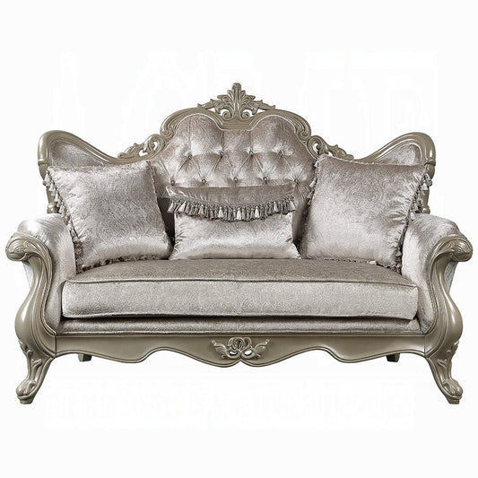 ACME Furniture - Libertee Loveseat w/3 Pillows - Beige Fabric & Champagne Finish - LV03821 view 2