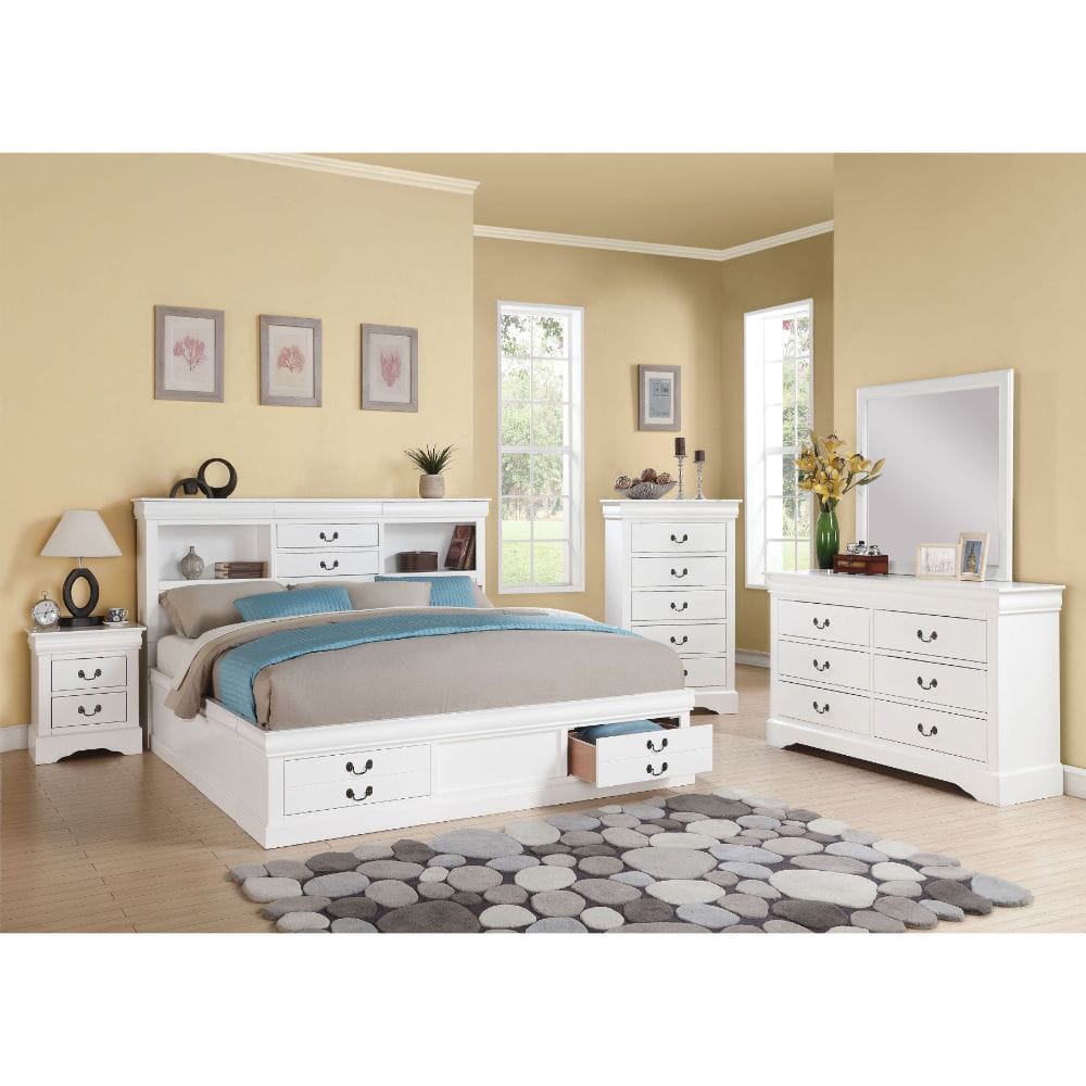 ACME Furniture - Louis Philippe III - Eastern King Bed w/Storage - White - 24487EK view 3
