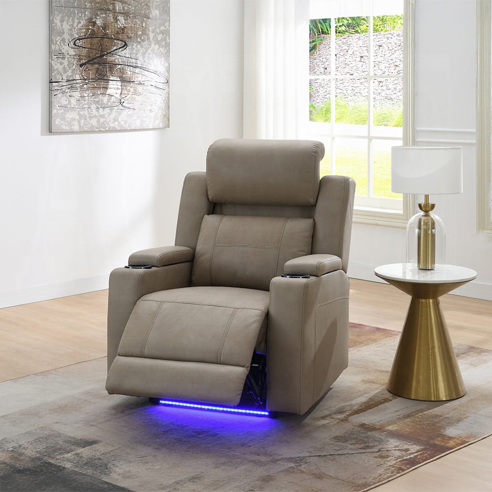 ACME Furniture - Lugo - Power Motion Recliner w/Cup Holder - Camel Leather Aire - LV02832 view 9