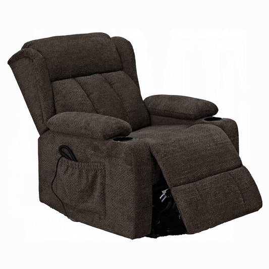 ACME Furniture - Lusio - Power Motion Recliner w/Lift & Cup Holder - Brown Linen - LV02833 view 2