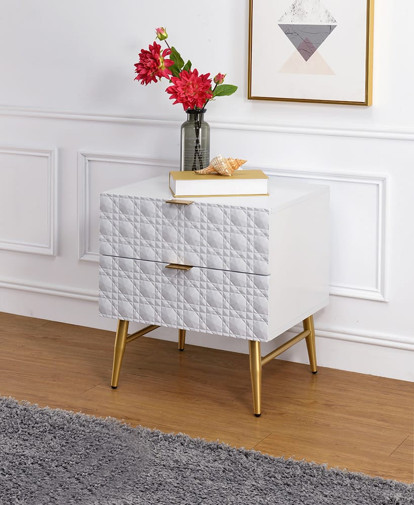 ACME Furniture - Maisey II - Nightstand - White & Gold - 97671 view 7