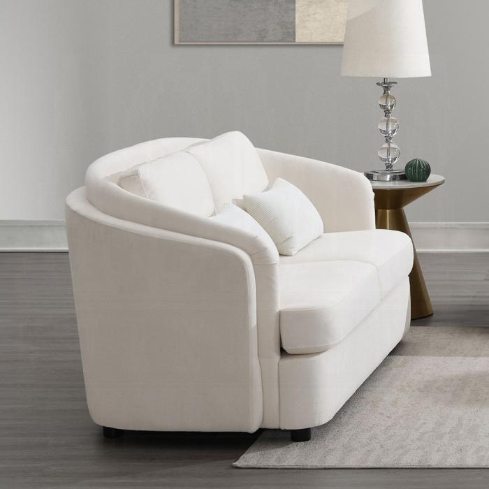 ACME Furniture - Mariko Loveseat w/2 Pillows - Ivory Fabric - LV02771 veiw 5