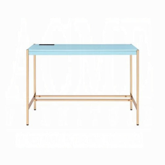 ACME Furniture - Midriaks Writing Desk w/USB - Baby Blue & Gold - OF00023 view 2