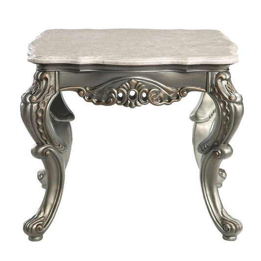 ACME Furniture - Miliani End Table - Natural Marble & Antique Bronze - LV01784 veiw 2