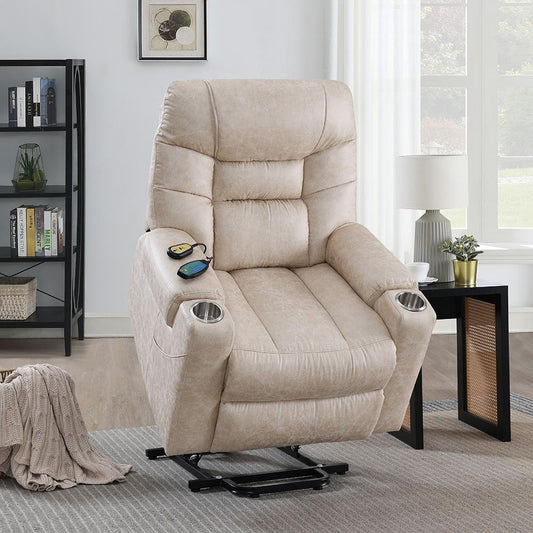 ACME Furniture - Nairi Power Recliner w/Lift, Heating & Massage - Ivory Leather Aire - LV02995 veiw 2