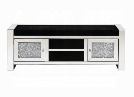 ACME Furniture - Noralie Bench w/Storage - Mirrored & Faux Diamonds - AC00539 view 2