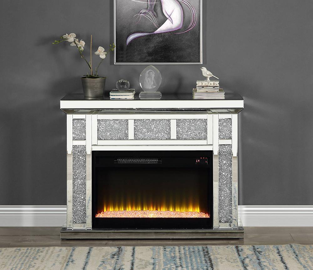 ACME Furniture - Noralie Fireplace - Mirrored & Faux Diamonds - AC00513 veiw 1