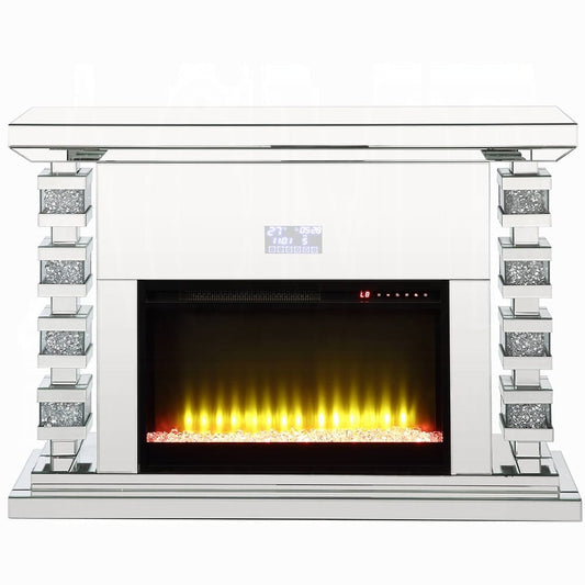 ACME Furniture - Noralie Fireplace w/Bluetooth - Mirrored & Faux Diamonds - AC00509 view 2