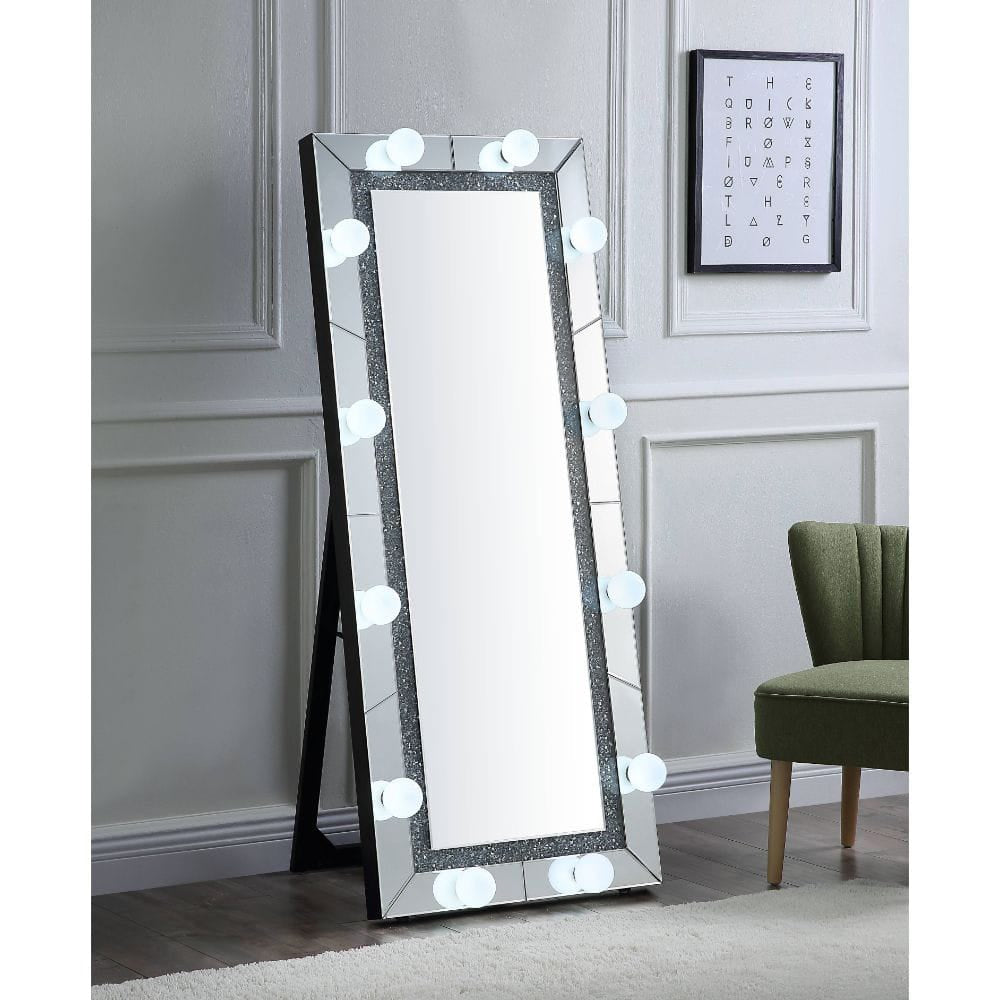 ACME Furniture - Noralie - Floor Mirror - Mirrored & Faux Diamonds - 97754 view 3