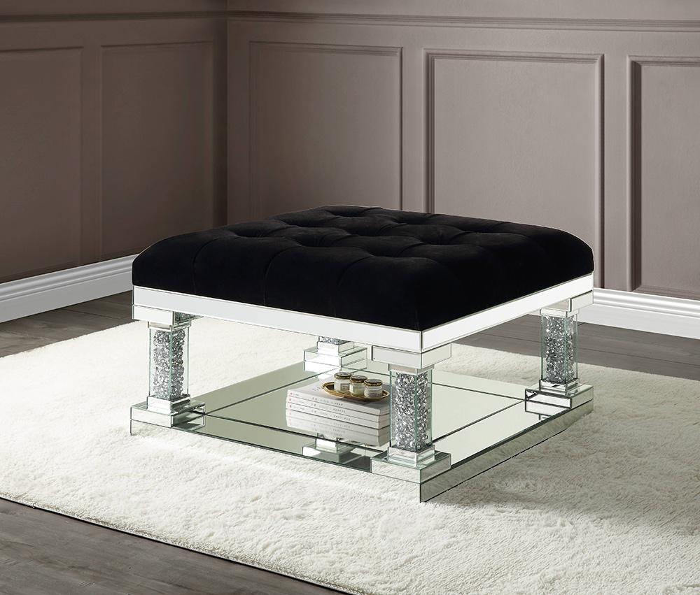 ACME Furniture - Noralie Ottoman - Mirrored & Faux Diamonds - AC00537 veiw 1