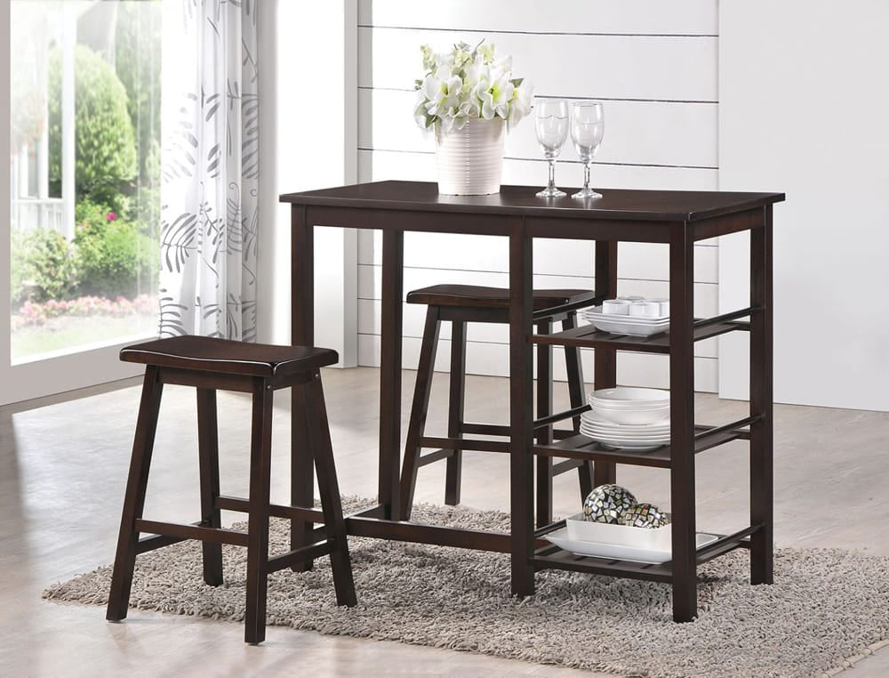 ACME Furniture - Nyssa - 3Pc Counter Height Set - Walnut - 73050 view 1