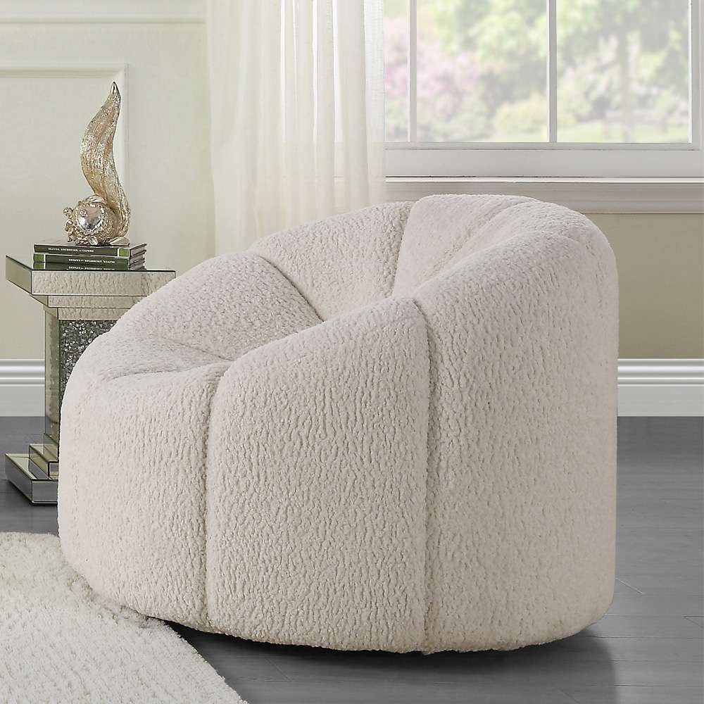 ACME Furniture - Osmash Chair w/Swivel - White Teddy Sherpa - LV00230 veiw 1