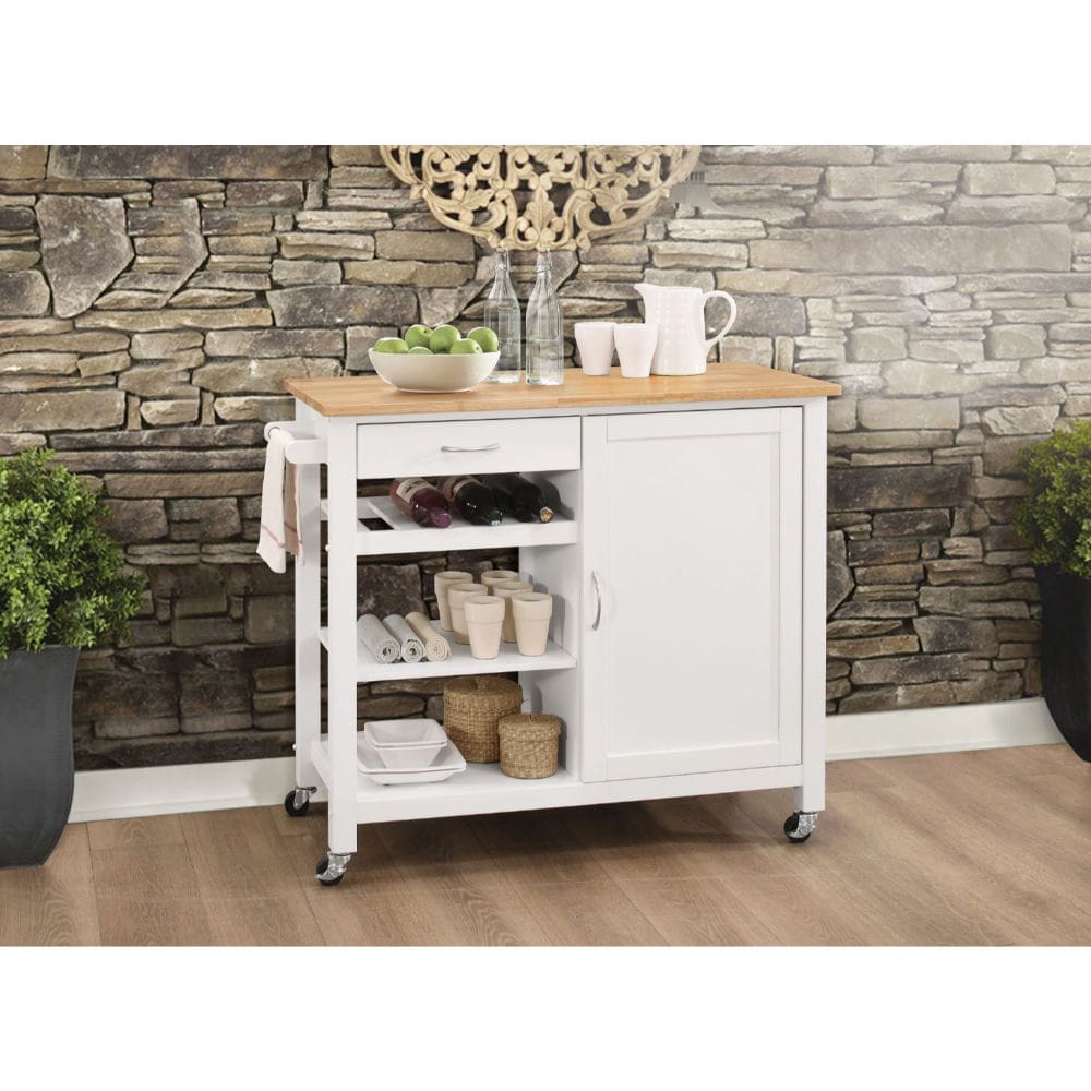 ACME Furniture - Ottawa - Kitchen Cart - Natural & White - 98315 view 2