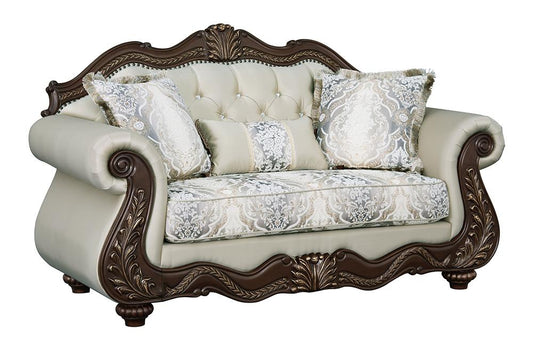 ACME Furniture - Pierce Loveseat w/3 Pillows - Beige Fabric & Cherry Finish - LV03831 view 2