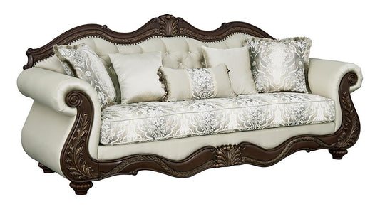 ACME Furniture - Pierce Sofa w/5 Pillows - Beige Fabric & Cherry Finish - LV03830 view 2