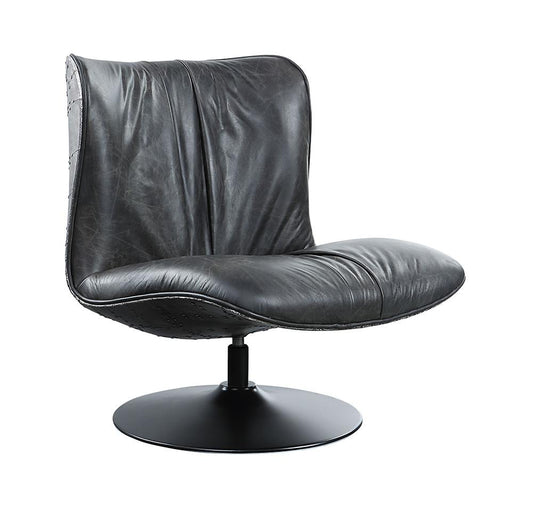 ACME Furniture - Piotr Accent Chair w/Swivel - Black Top Grain Leather - AC02581 veiw 2