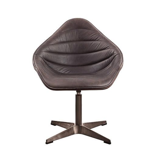 ACME Furniture - Pipino Accent Chair w/Swivel - Antique Ebony Top Grain Leather - AC02582 veiw 3