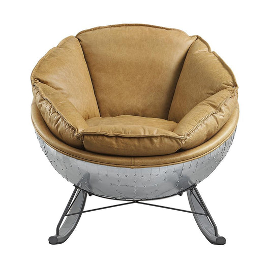 ACME Furniture - Pippin Rocking Chair - Morocco Top Grain Leather & Aluminum Finish - AC02583 veiw 3