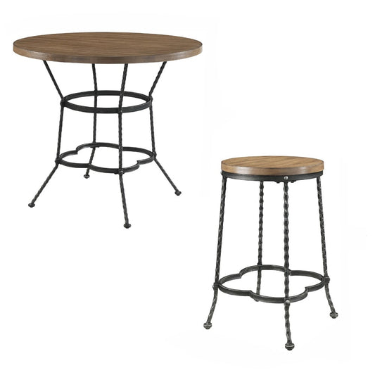 ACME Furniture - Qamar - 5Pc Pack Counter Height Table Set - Walnut & Antique Black - 71890 view 2
