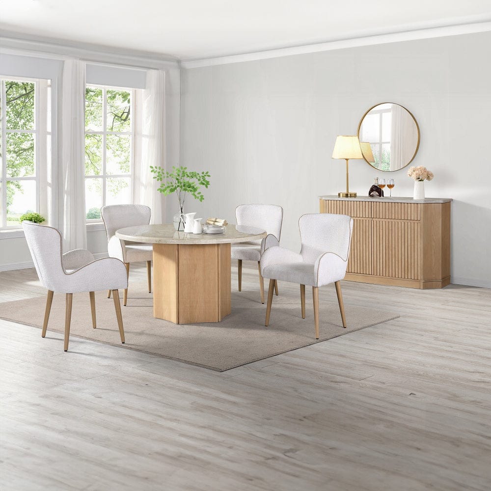 ACME Furniture - Qwin Side Chair (Set of 2) - Beige Boucle & Oak Finish - DN02876 view 10