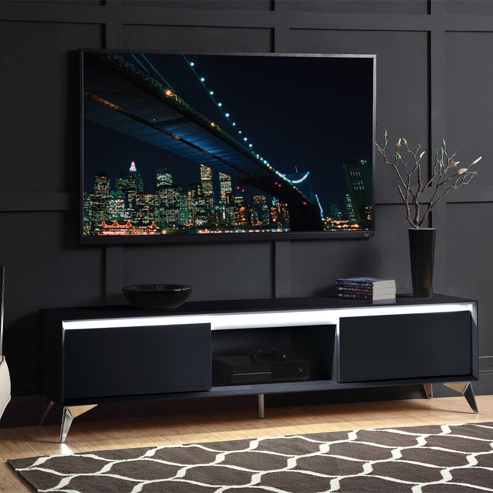 ACME Furniture - Raceloma - TV Stand - LED, Black & Chrome Finish - 91994 view 5