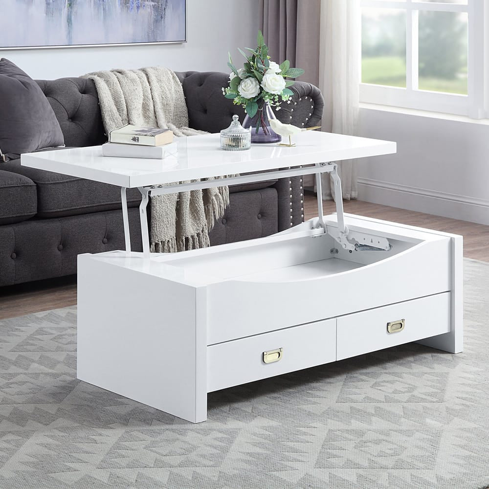 ACME Furniture - Ramiel - Coffee Table w/Lift Top - High Gloss White Finish - LV00885 view 7