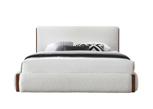 ACME Furniture - Sandro Queen Bed - White Boucle & Walnut - BD02470Q view 2