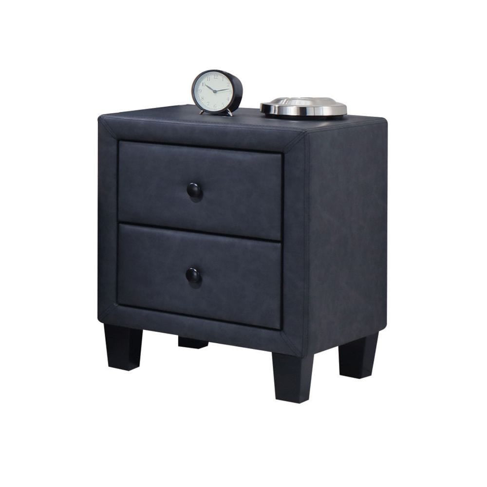 ACME Furniture - Saveria - Nightstand - Two Tone Gray Synthetic Leather - 25663 view 1