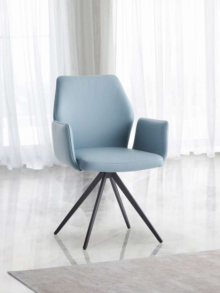 ACME Furniture - Segismunda Side Chair w/Swivel - Light Blue Leather & Black - DN02403 veiw 1