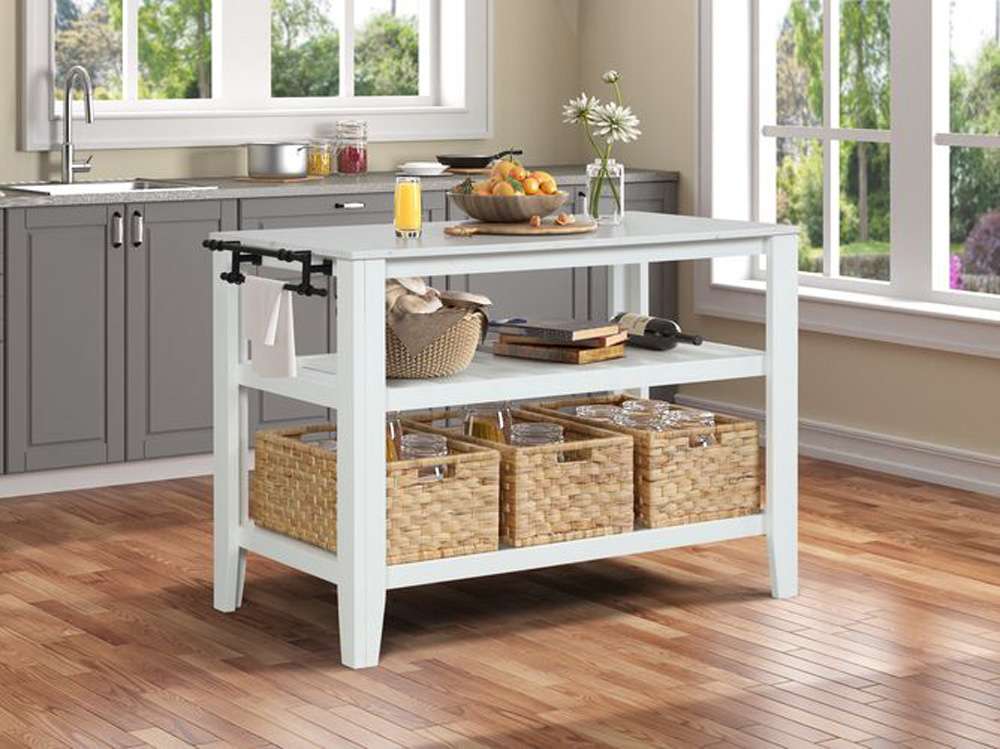 ACME Furniture - Sezye Kitchen Island - Natural Marble Top & White - AC00395 view 3