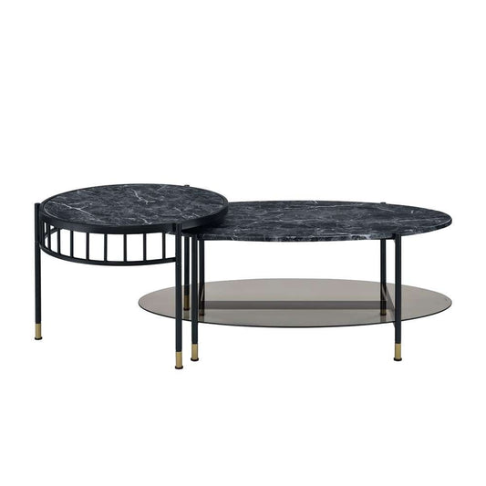 ACME Furniture - Silas Nesting Coffee Table Set - Engineering Stone Top & Black - LV01088 veiw 3