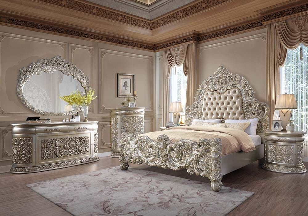 ACME Furniture - Sorina Eastern King Bed - Synthetic Leather & Antique Gold - BD01241EK veiw 6