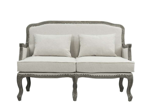 ACME Furniture - Tania Loveseat w/2 Pillows - Cream Linen & Brown - LV01131 veiw 2