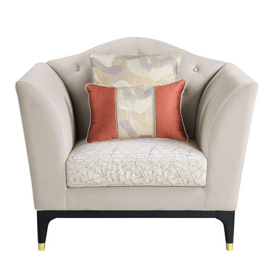 ACME Furniture - Tayden Chair w/2 Pillows - Beige Velvet - LV01157 veiw 2