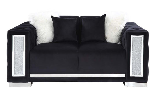 ACME Furniture - Trislar - Loveseat w/4 Pillows - Black Velvet - LV01398 view 2