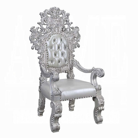 ACME Furniture - Valkyrie Arm Chair (Set of 2) - Synthetic Leather, Antique Platinum Finish - DN00691 view 2