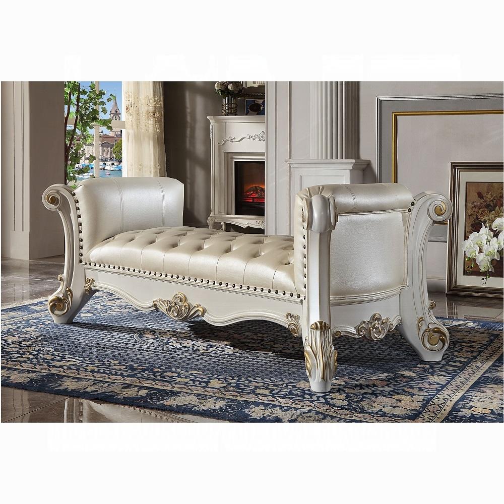 ACME Furniture - Vendome Bench - Synthetic Leather & Antique Pearl Finish - BD01522 veiw 2