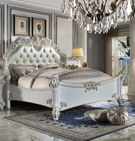 ACME Furniture - Vendome Eastern King Bed - Synthetic Leather & Antique Pearl - BD01505EK view 2