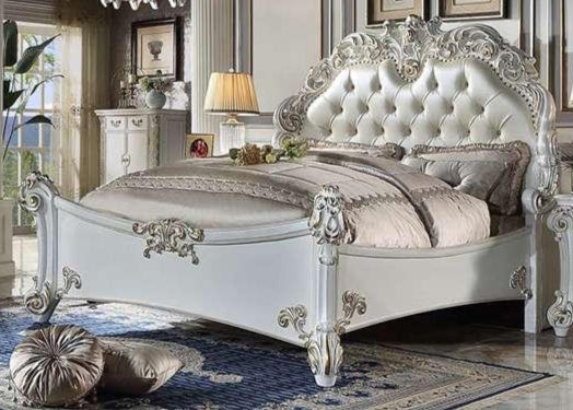 ACME Furniture - Vendome Queen Bed - Synthetic Leather & Antique Pearl - BD01506Q veiw 1