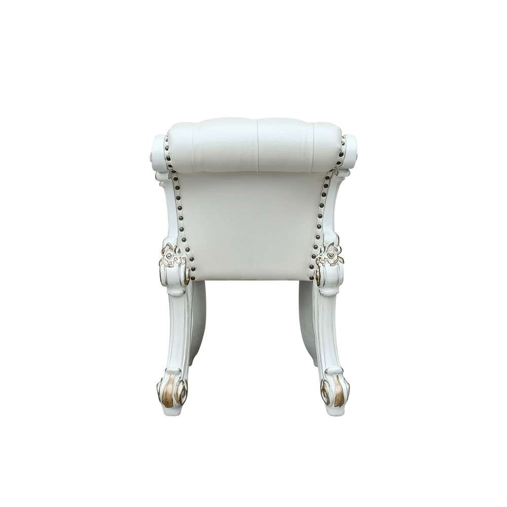 ACME Furniture - Vendome Vanity Stool - Beige Synthetic Leather & Antique Silver - BD01508 veiw 4