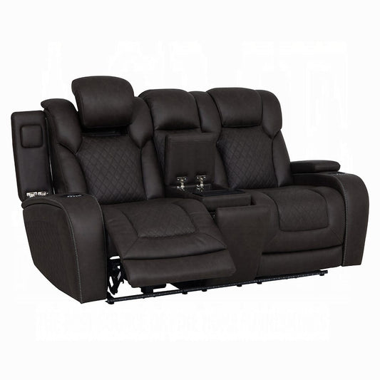 ACME Furniture - Wendell - Power Motion Loveseat w/Console,Wireless Charger, Storage,USB & LED - Dark Gray Microfiber - LV06221 view 2