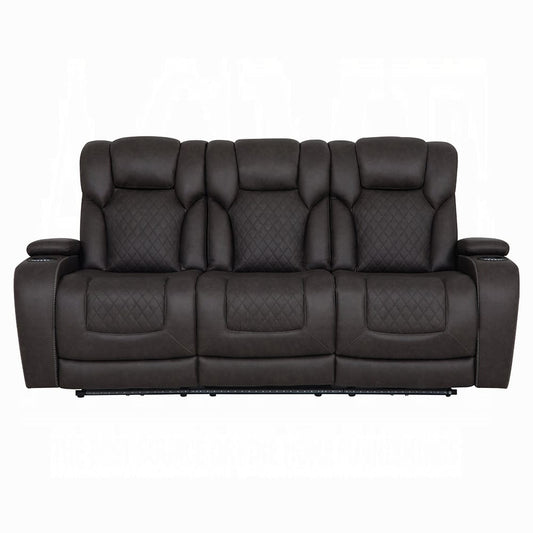 ACME Furniture - Wendell - Power Motion Sofa w/Dropdown Table, Storage,USB & LED - Dark Gray Microfiber - LV06220 view 2